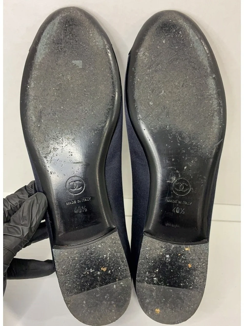 CHANEL Black Bow Ballet Flats with CC Emblem